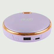 re-nū Smart Beauty 3-in-1 Rechargeable Hand Warmer & Power Bank – compact aluminum design in Purple finish.