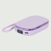Front view of re-nū 4-in-1 LED Compact Mirror with Power Bank and Hand Warmer, Purple