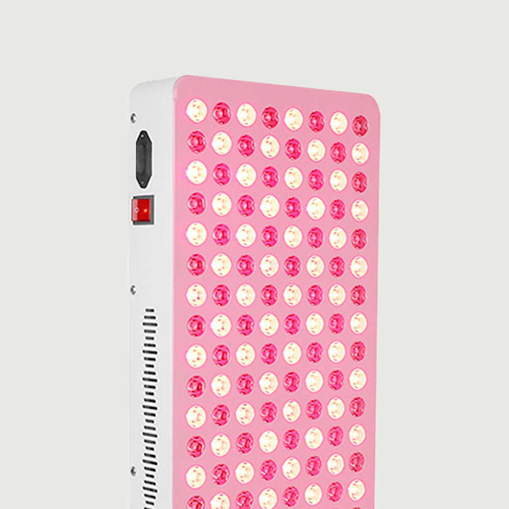 Close-up of Side view of slim, vertical LED Red Light Therapy Panel Pro