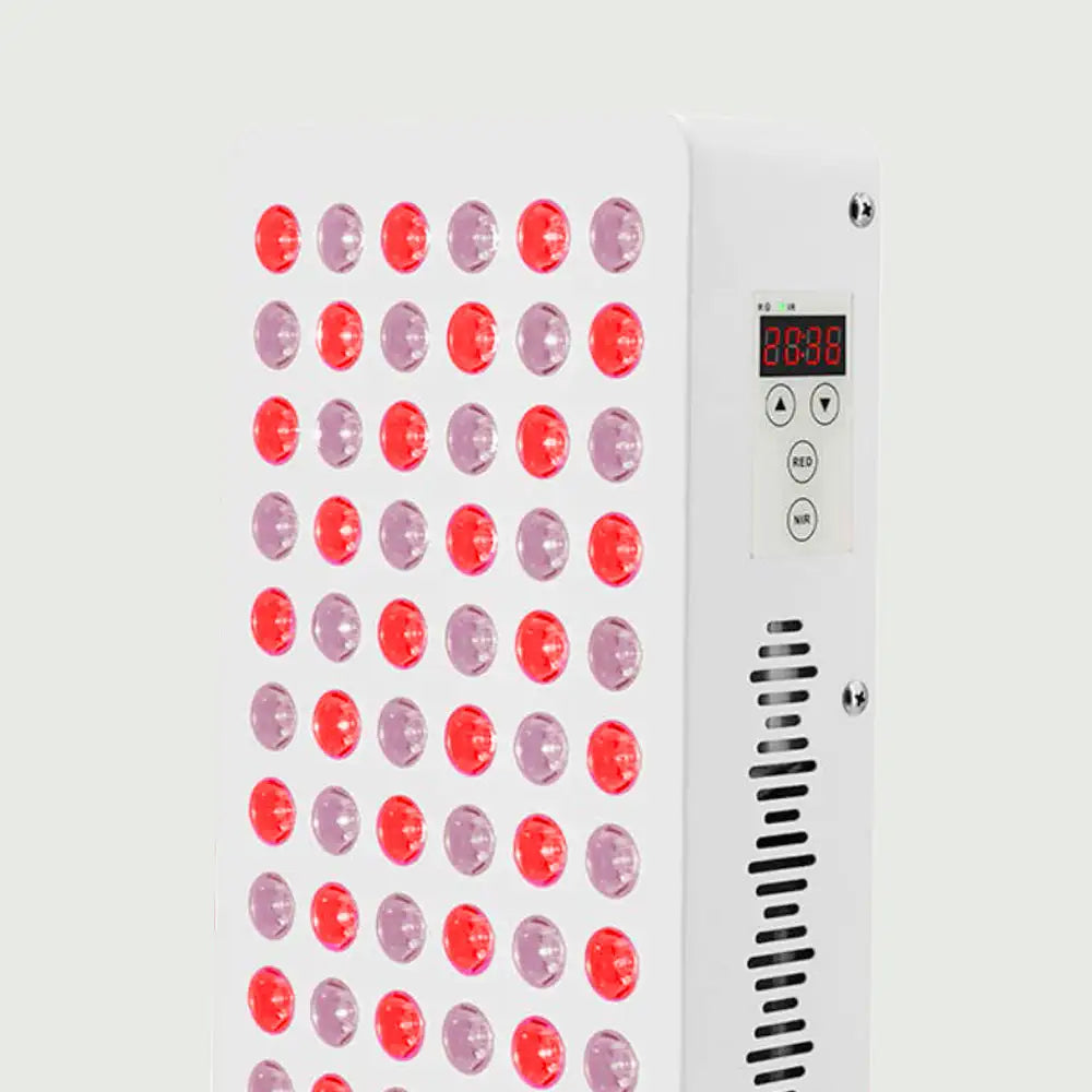 Close-up of LED bulbs on red light therapy panel pro