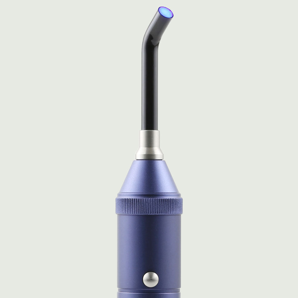 Close-up of fiber optic tip designed for precision light delivery to targeted skin areas.