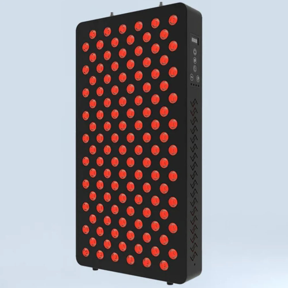 Side view of LED Red Light Therapy Panel Elite - Targeted Relief from re-nū Smart Beauty, designed for targeted relief with a compact, portable design and multiple LED lights for effective treatment