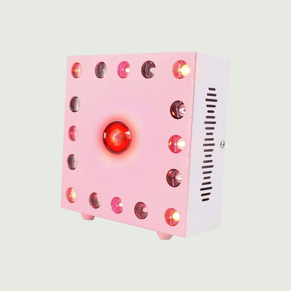 Angled side view of the Clinical Grade Red LED & COB Light Therapy Panel, emphasizing its slim profile and travel-friendly size