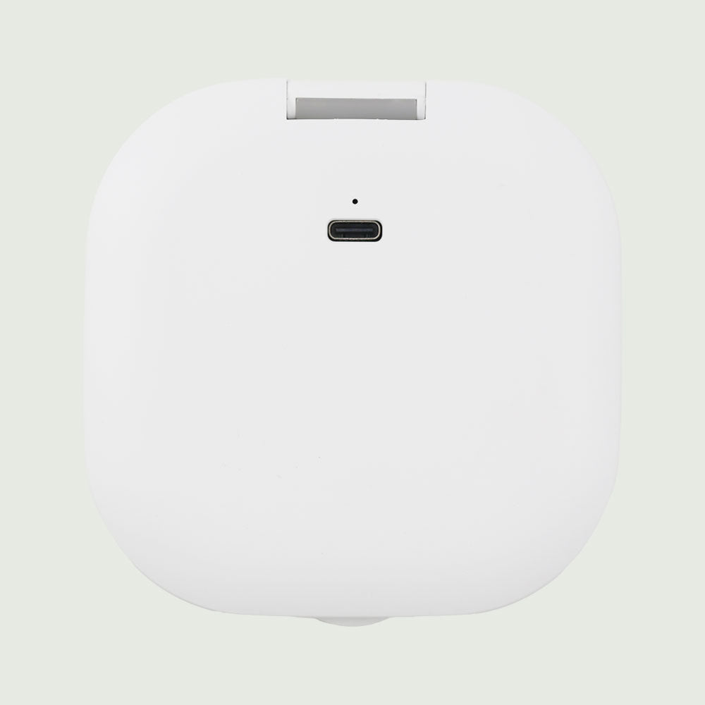 Back view of the Compact LED Pocket Mirror while closed, showcasing its slim and portable design for easy carrying.