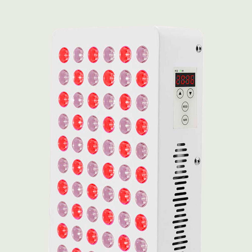 Close-up of LED bulbs on red light therapy panel pro
