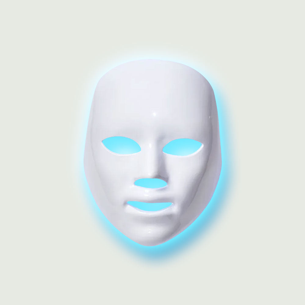 re-nū LED Facial 8 Color Light Therapy Mask, showing its sleek, wearable design and full-face coverage.
