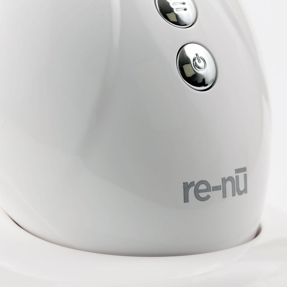 Close-up of power button on 360° LED Lift & Sculpt – showing sleek design and intuitive on/off control for LED therapy activation