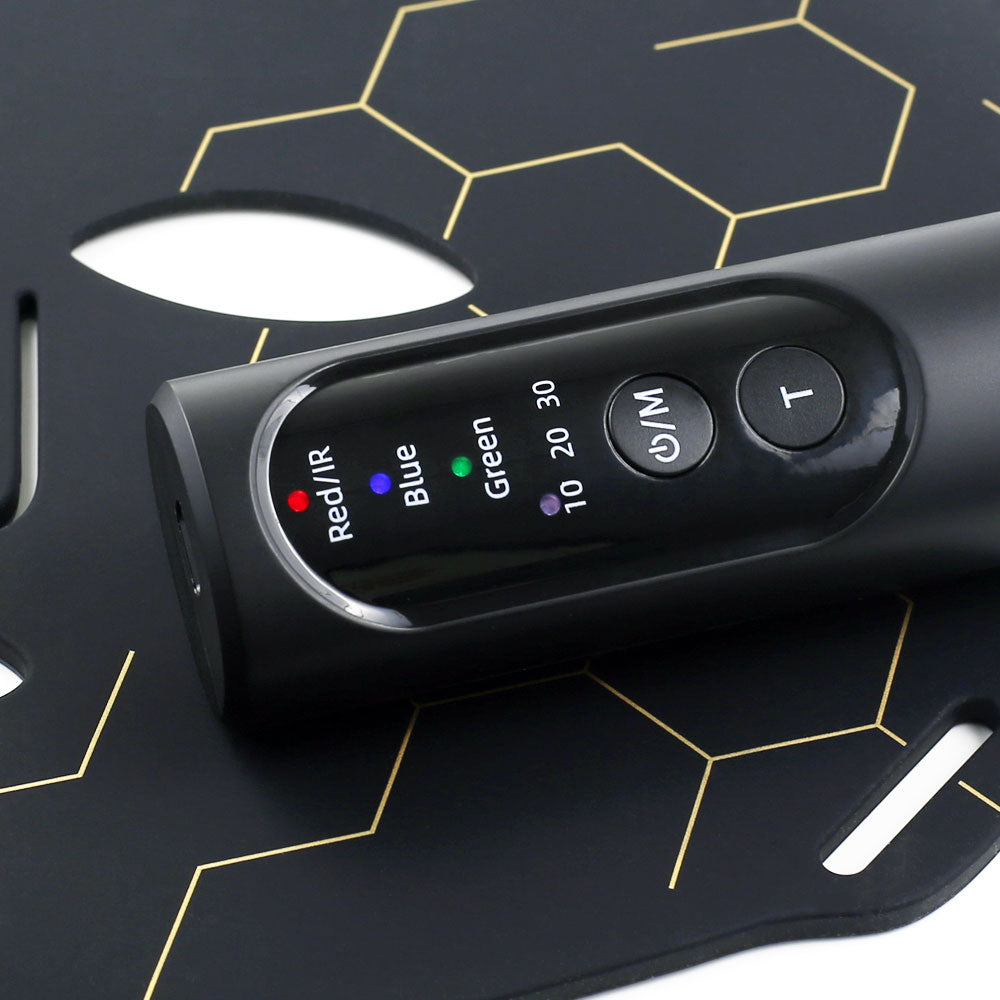 Close-up of remote controller for Multi-Color Light Therapy Mask – Advanced Skincare LED Therapy with mode selection buttons