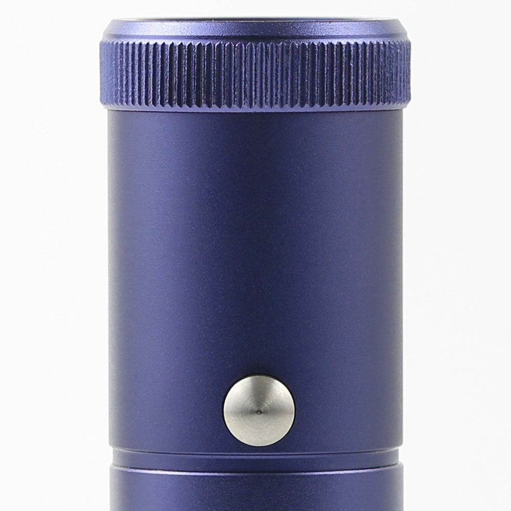 Close-up of control button on Red Light Therapy Torch, highlighting user-friendly design for mode and intensity adjustment.