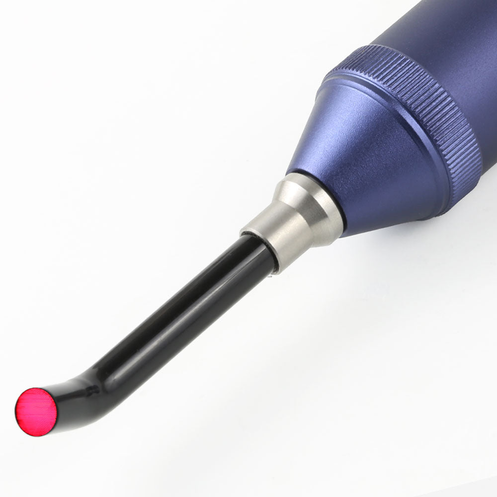 Close-up of the fiber optic nib on the Red Light Therapy Torch, designed for precise light application to targeted skin areas.