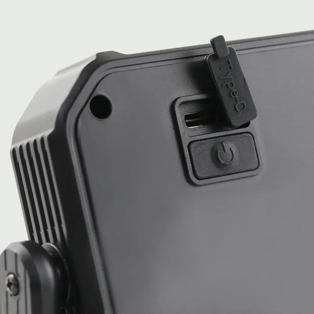 Close-up view of the UltraCompact LED Red Light Therapy Panel's convenient USB type-c charging port and power button.
