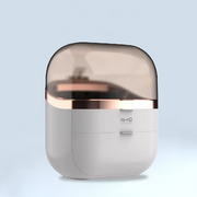 A sleek white and gold portable air purifier featuring Mask LED Light Therapy for enhanced air quality and wellness.