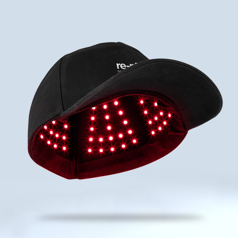 A baseball cap featuring integrated LED lights, designed for innovative Mask LED Light Therapy applications