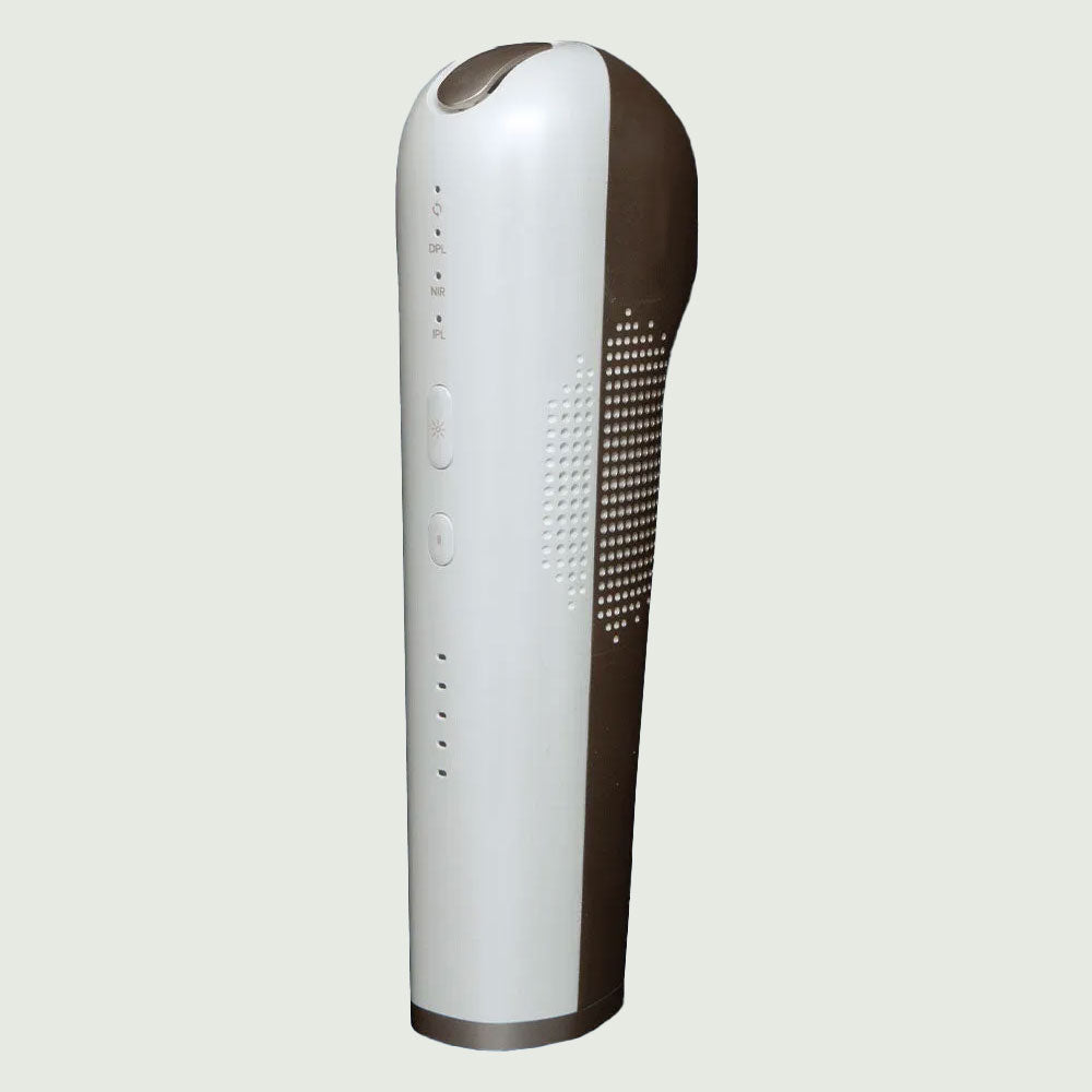 Full view of the re-nū RapidFlash Laser Hair Remover, showcasing its sleek, modern design and all-in-one functionality.

