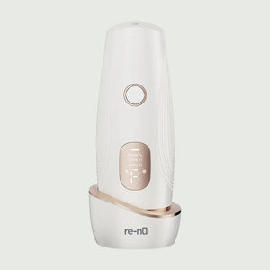 Front view of IPL Hair Removal Device with Ice Cooling Tech ,  Pain-Free Hair Removal at Home showing sleek ergonomic design