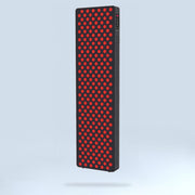 Side view of the LED Red Light Therapy Panel Elite - Extended Coverage, showcasing its sleek design with multiple LED lights for comprehensive skin treatment