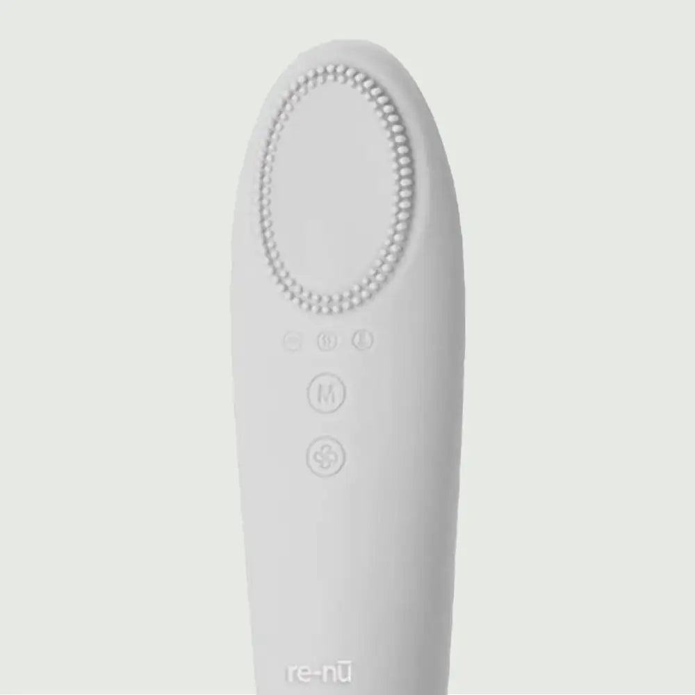 Close-up of silicone bristles on cleansing brush for gentle yet deep exfoliation