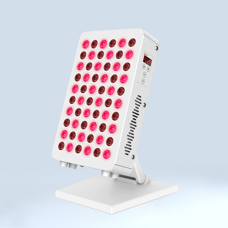 A white LED light with red dots, designed for mask light therapy, illuminating the treatment area effectively.