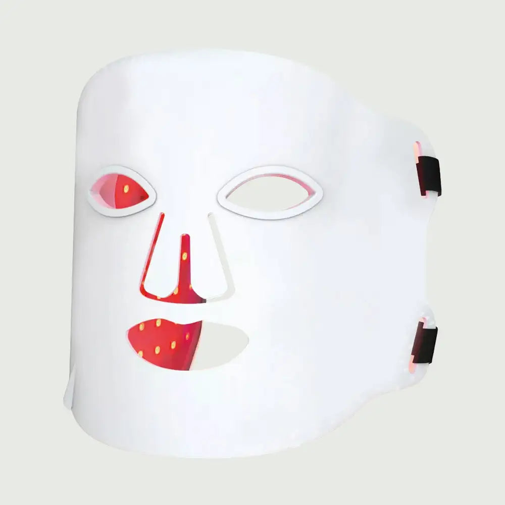 Front view of the LED Beauty Mask, showcasing its sleek design with a smooth surface and multiple LED lights.