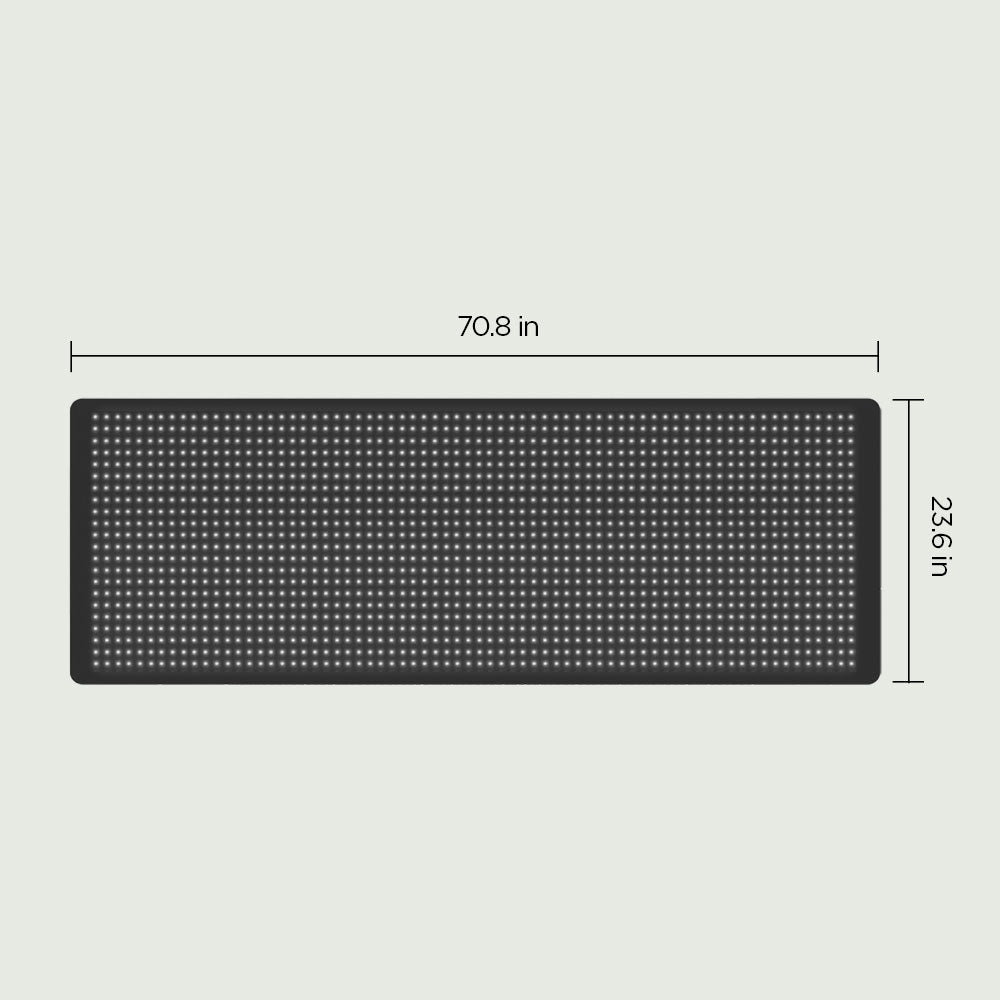 Dimensions of full-body LED red light therapy mat – 70.8 x 23.6 inches