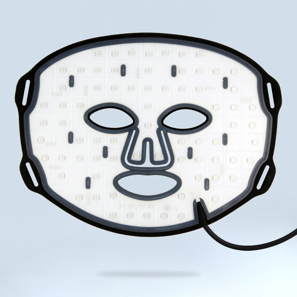 Inside view of Multi-Color Light Therapy Mask – Advanced Skincare LED Therapy laid open to reveal 288 internal LED bulbs for full-face treatment