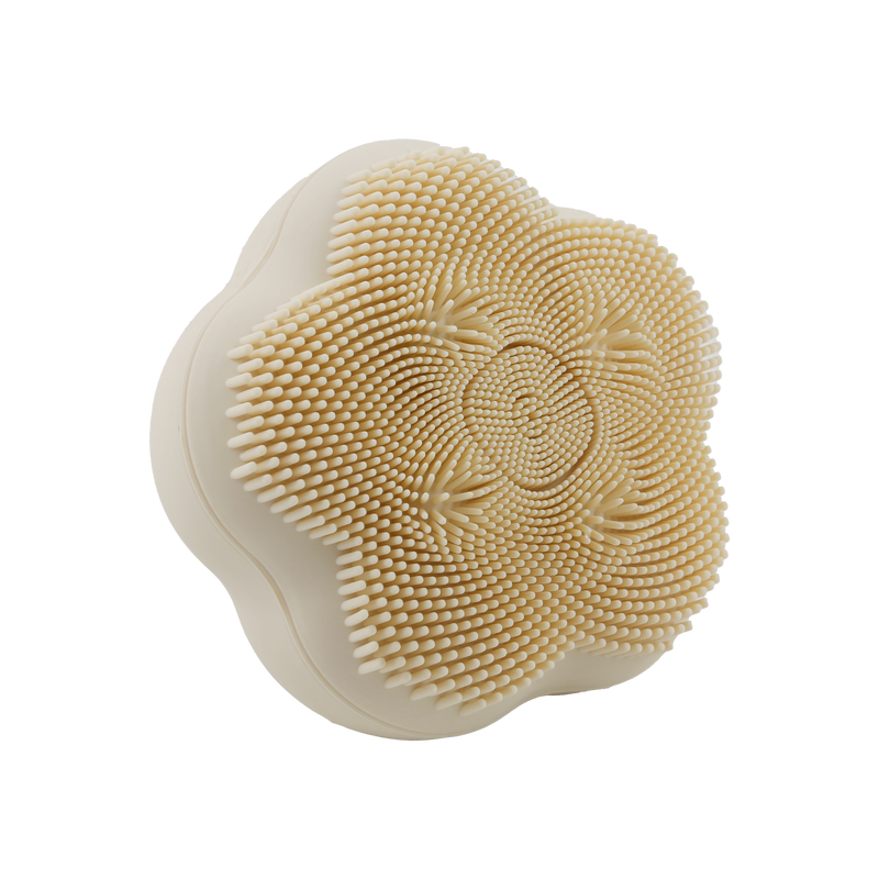 Angled video of the Rotating Sonic Cleansing Brush, highlighting the ergonomic shape, silicone bristles, and rotating massage beads in action