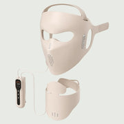 Side angle of soft silicone LED mask with remote, highlighting face and neck coverage.