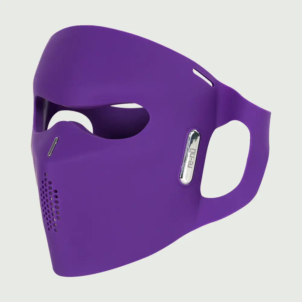 Silicone LED Face and Neck Mask shown from the side to display flexible food-grade silicone material and front ventilation.