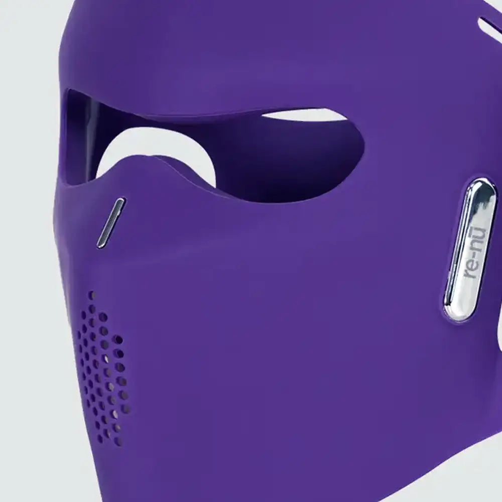 re-nū Silicone LED Face Mask close-up showing soft, flexible design and full-face coverage