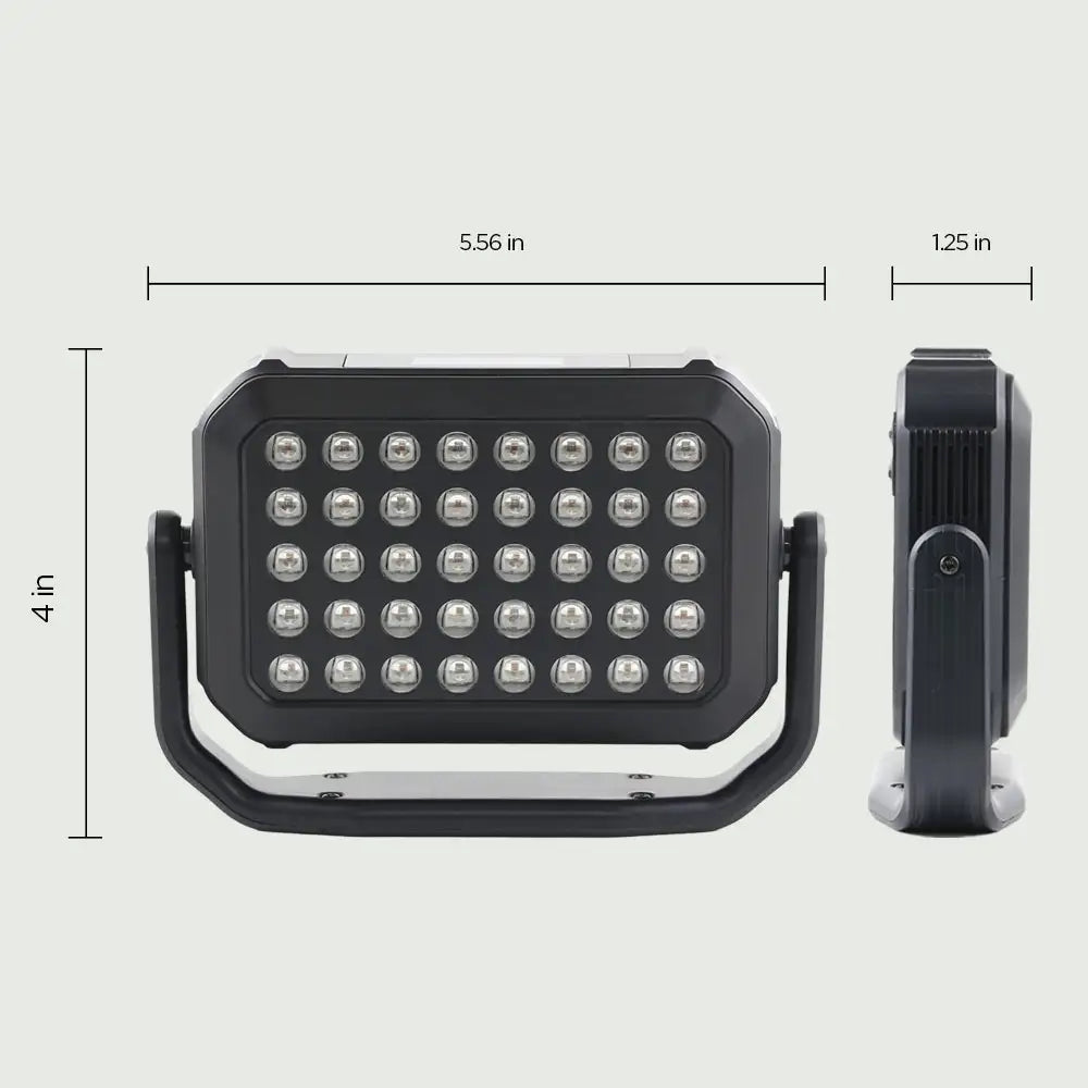 Size chart of the UltraCompact LED Red Light Therapy Panel with dimensions in inches and centimeters for scale.
