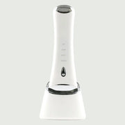 Front view of the Ultrasonic Skin Scrubber with UV Base, a sleek waterproof skincare device designed for deep cleansing, exfoliation, and wireless UV charging.